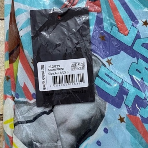 BNWT Jagger & Stone JGR & STN Miami Maxi Dress W Slit NEW Sz 0 XS Lt Blue Print - Picture 9 of 10